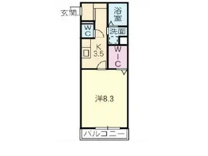 ガノスA・B・C(1K/1階)の間取り写真