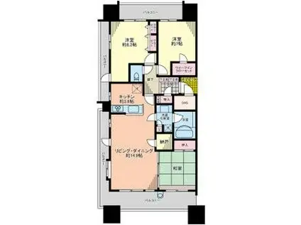 ダイアパレス四日市久保田(3SLDK/6階)の間取り写真