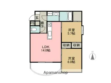 ラウレア(2LDK/3階)の間取り写真