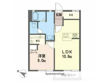 タウニーラポール(1LDK/1階)の間取り写真