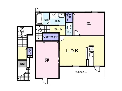 カーサ トランキラー・藤(2LDK/2階)の間取り写真