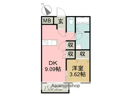 GRAND ESPOIR(1DK/1階)の間取り写真