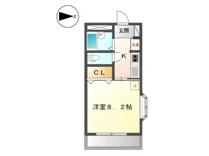 リヴィエールSHIZU(1K/2階)の間取り写真