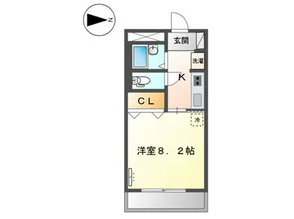 リヴィエールSHIZU(1K/2階)の間取り写真