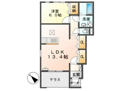 カーサドマーニ(1LDK/1階)の間取り写真