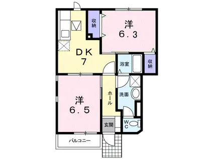 プチメゾン(2DK/1階)の間取り写真