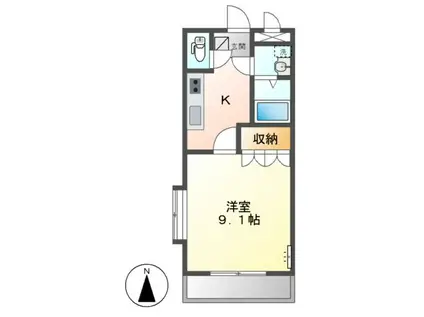 フォレストヴィラⅡ(1K/2階)の間取り写真