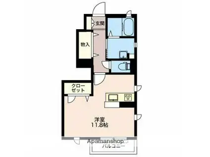 プレミアス(ワンルーム/1階)の間取り写真