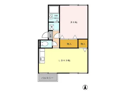 プレジール三宅C棟(1LDK/1階)の間取り写真