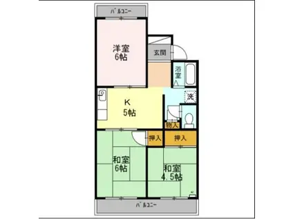 コーポ旭野 B棟(3K/1階)の間取り写真