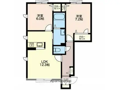 ナディア長折南(2LDK/1階)の間取り写真
