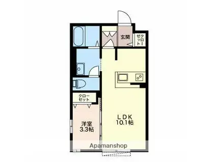 BONNE CHANCE(1LDK/1階)の間取り写真