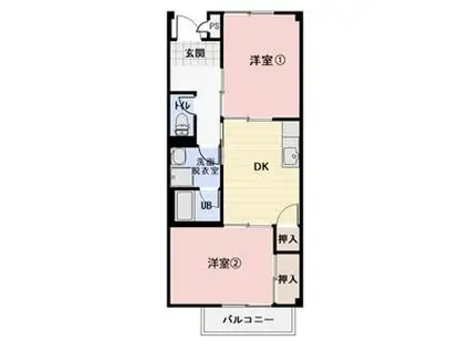 クレール三滝台(2DK/1階)の間取り写真