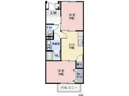 サープラス石塚A(2DK/2階)の間取り写真