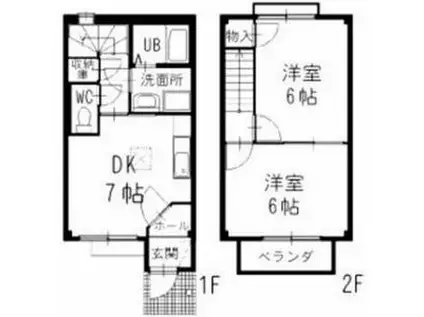 ルーベンス日永Ⅲ(2DK)の間取り写真