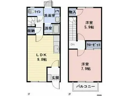 エスペランサハイツ八幡(2LDK)の間取り写真