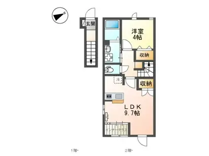 グランツ(1LDK/2階)の間取り写真