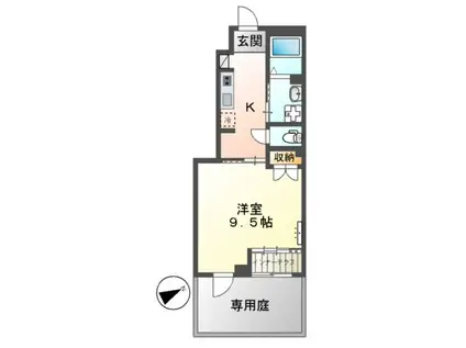 グランツ(1K/1階)の間取り写真