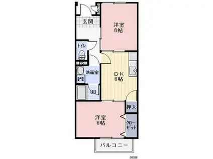 SURPLUSTWOピラカンサ(2DK/2階)の間取り写真