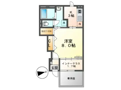 パティオ(1K/1階)の間取り写真