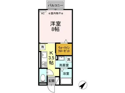 ムーンライト(1K/2階)の間取り写真