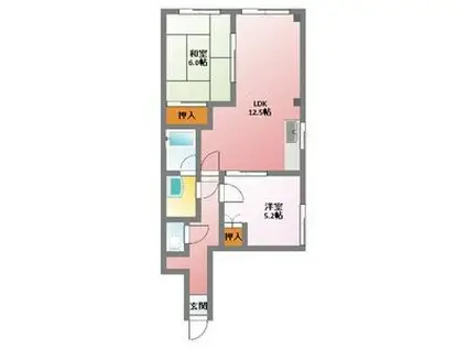 メゾン志野(2LDK/1階)の間取り写真