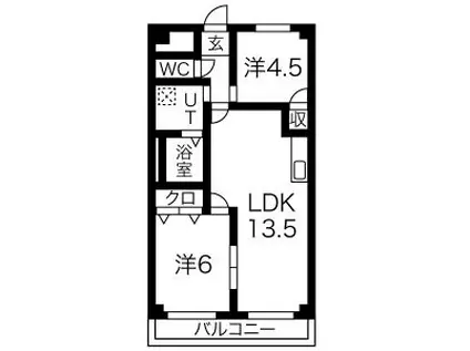 メゾン志野(2LDK/3階)の間取り写真
