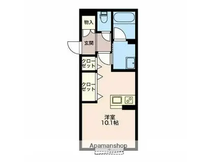 アネシスVILLA西浦(ワンルーム/1階)の間取り写真