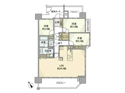 ライオンズ四日市富田マークレジデンス(3LDK/3階)の間取り写真