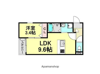 LECOCON四日市Ⅴ(1LDK/1階)の間取り写真