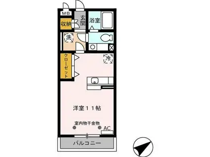 セーリング5 A(ワンルーム/2階)の間取り写真