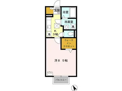 プランドール(1K/1階)の間取り写真