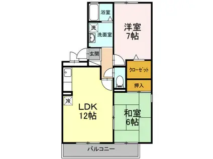 ロイヤルハイカムールST(2LDK/3階)の間取り写真
