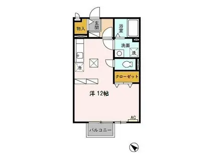 クレーネ(ワンルーム/1階)の間取り写真