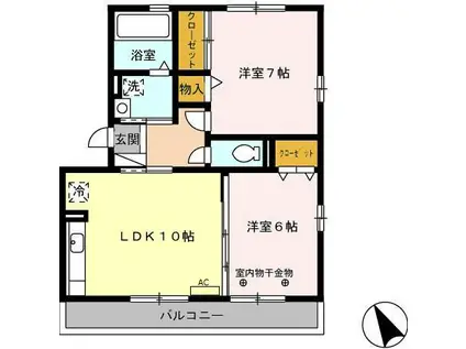 ウィルモアグッドラックⅤ(2LDK/3階)の間取り写真