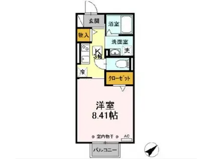 D-ROOM YH(1K/2階)の間取り写真