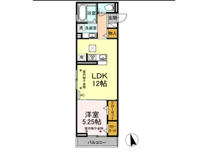 ボヌール江場(1LDK/1階)の間取り写真