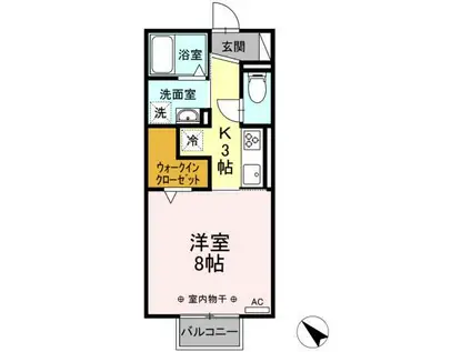 パプリカⅢ A(1K/2階)の間取り写真