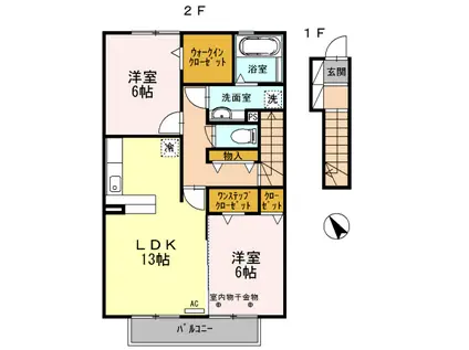 エクセレントヒルズ(2LDK/2階)の間取り写真