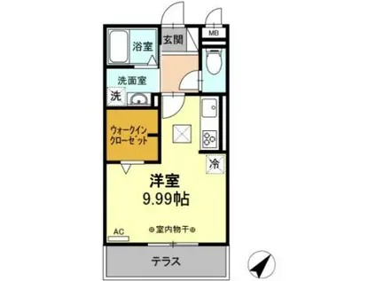 三岐鉄道三岐線 大矢知駅 徒歩14分 3階建 築4年(ワンルーム/1階)の間取り写真