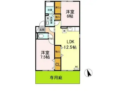 クレールコンフォートD(2LDK/1階)の間取り写真