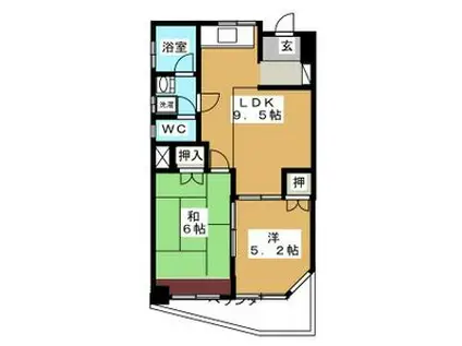 下田ビル(2LDK/3階)の間取り写真