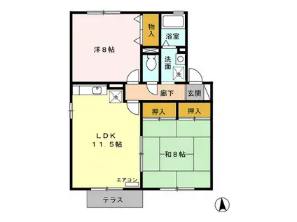 サンガーデン南四日市C(2LDK/1階)の間取り写真