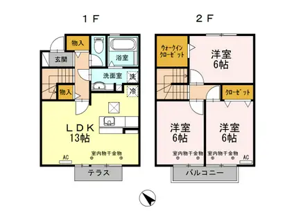 アリエッタ B棟(3LDK/1階)の間取り写真