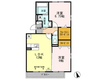 スリースカイ A(2LDK/3階)の間取り写真