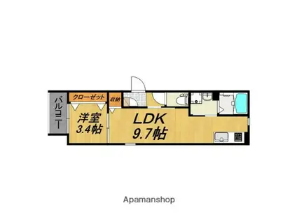 LECOCON四日市Ⅷ(1LDK/2階)の間取り写真