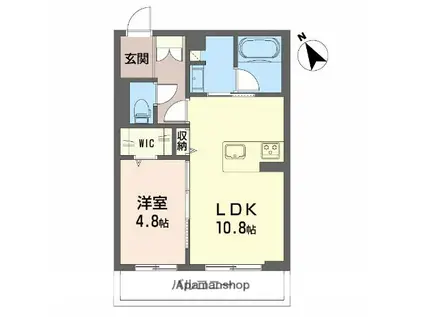 ツヴェルフⅡ(1LDK/2階)の間取り写真