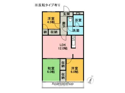 フレシール(3LDK/4階)の間取り写真