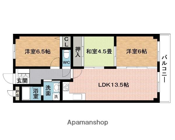 インペリアル鍵屋ノ辻(3LDK/4階)の間取り写真