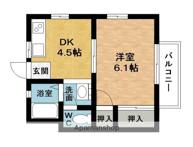 カーサ丸の内(1DK/2階)の間取り写真